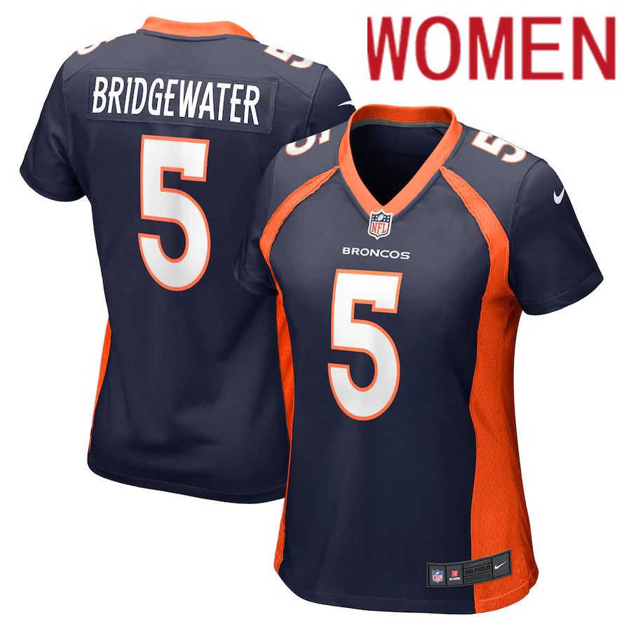 Women Denver Broncos #5 Teddy Bridgewater Nike Navy Game NFL Jersey